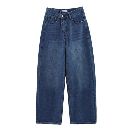Casual Double Breasted Mid Waist Loose Jeans for Women