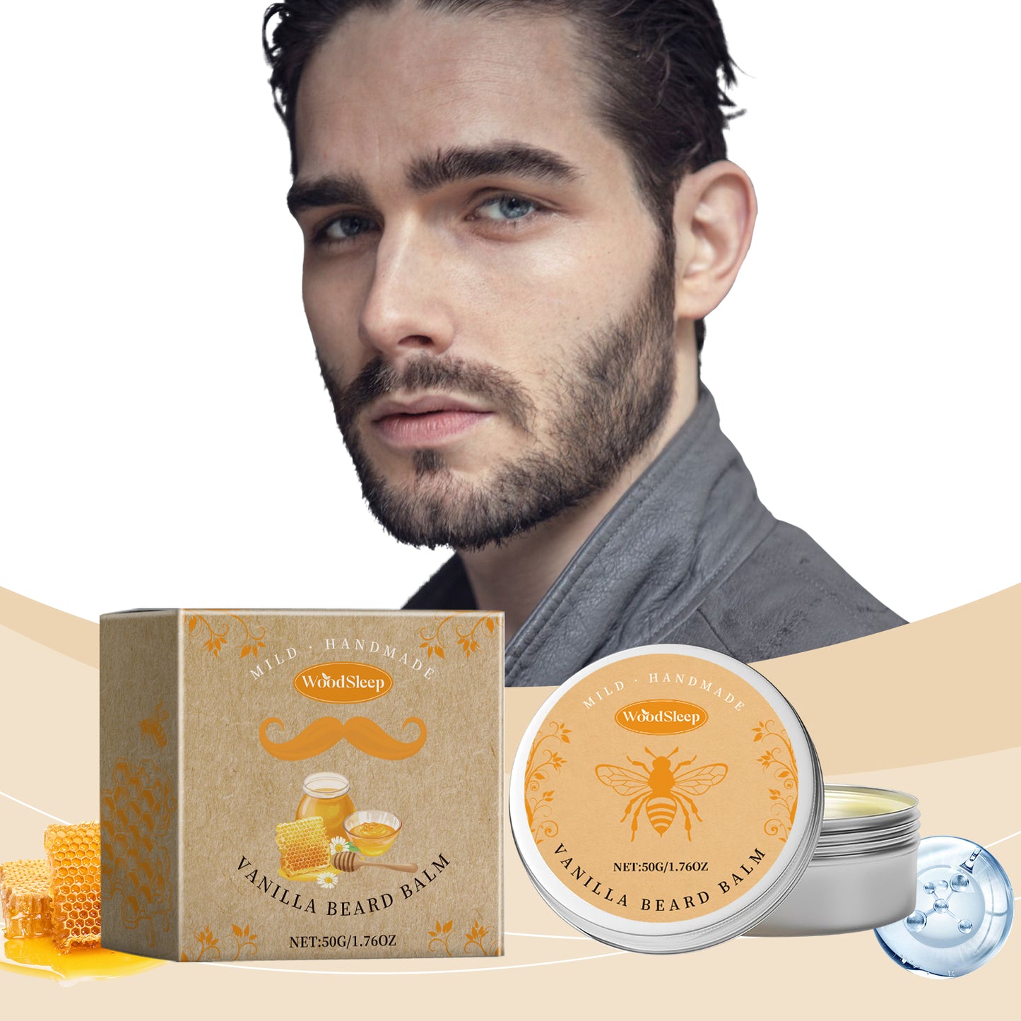 Men's Nourishing Beeswax Beard Balm - Vanilla Scented