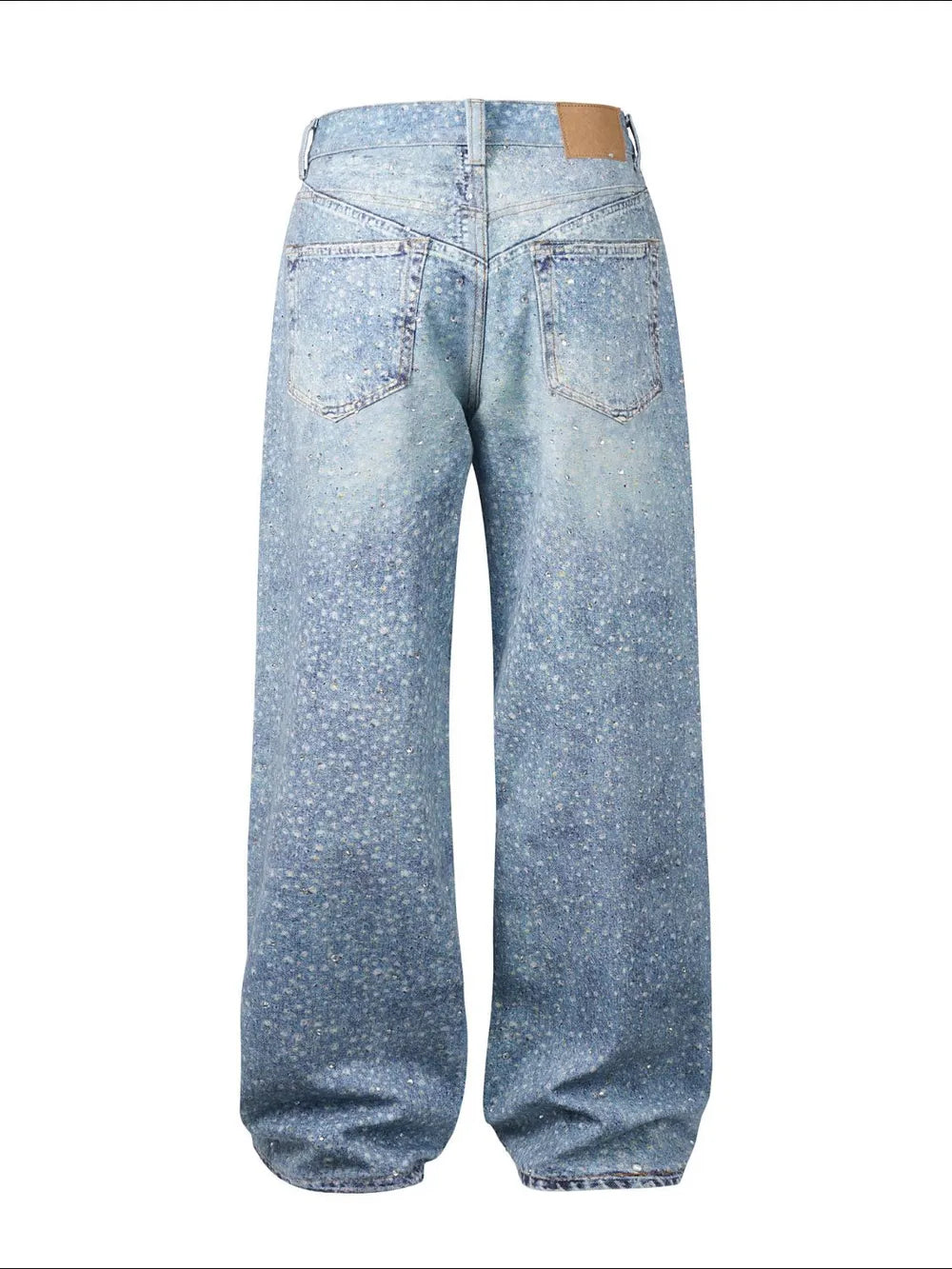 Men's Premium Japanese Denim Jeans with Rhinestone Wash Print