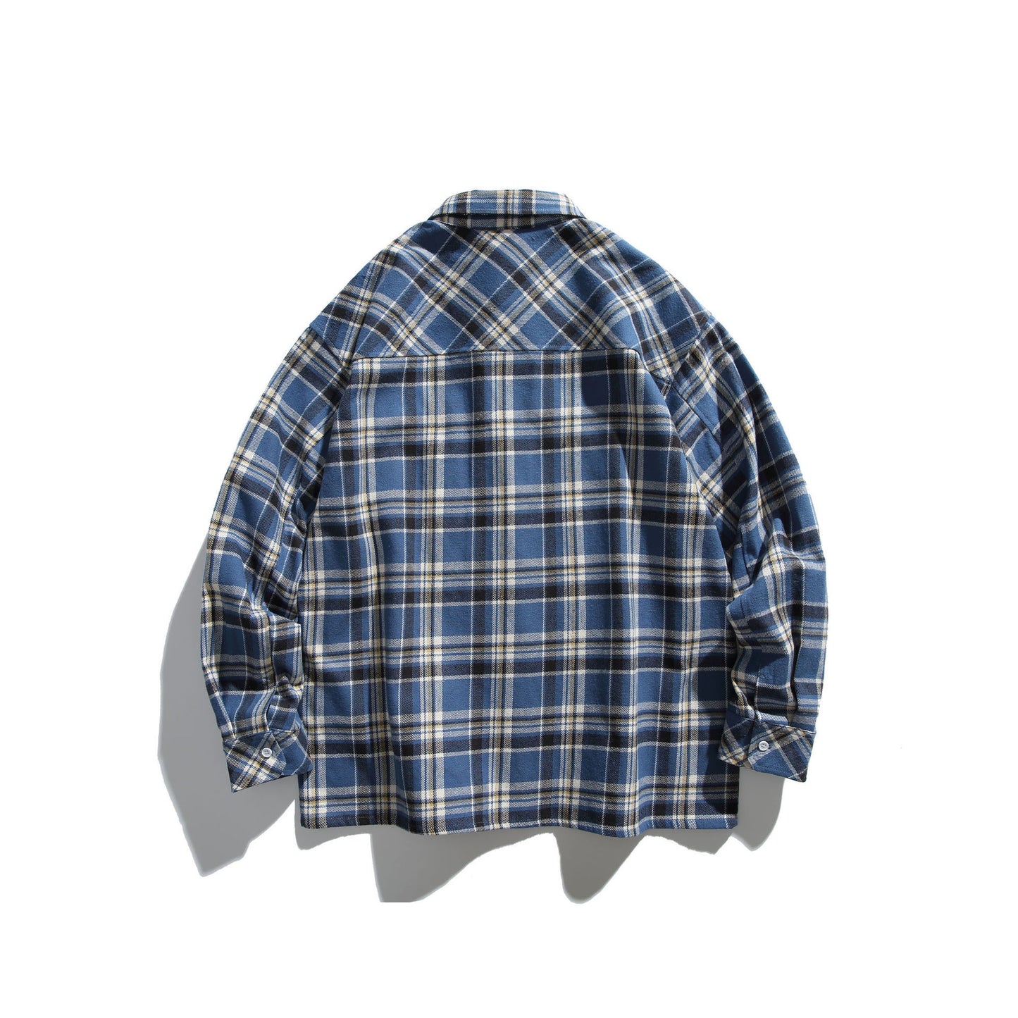 Loose Fitting Plaid Long Sleeved Shirt - Retro Japanese Work Shirt