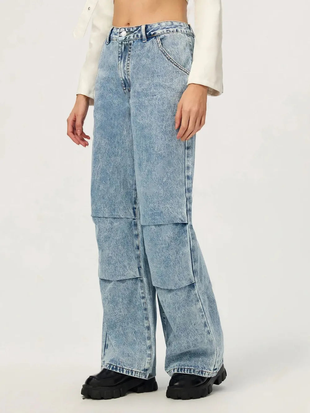 Wide Leg Jeans with Functional Pockets in Japanese Denim