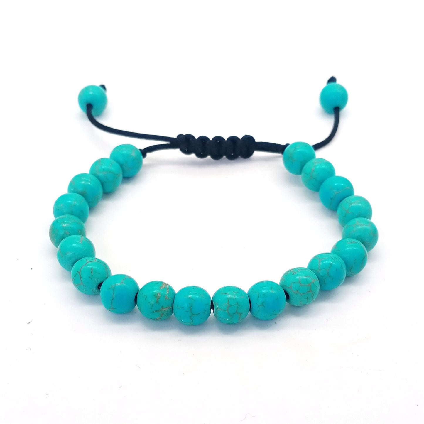 8mm Tiger Eye Stone Beads Bracelet - Adjustable Braided Rope Bangles