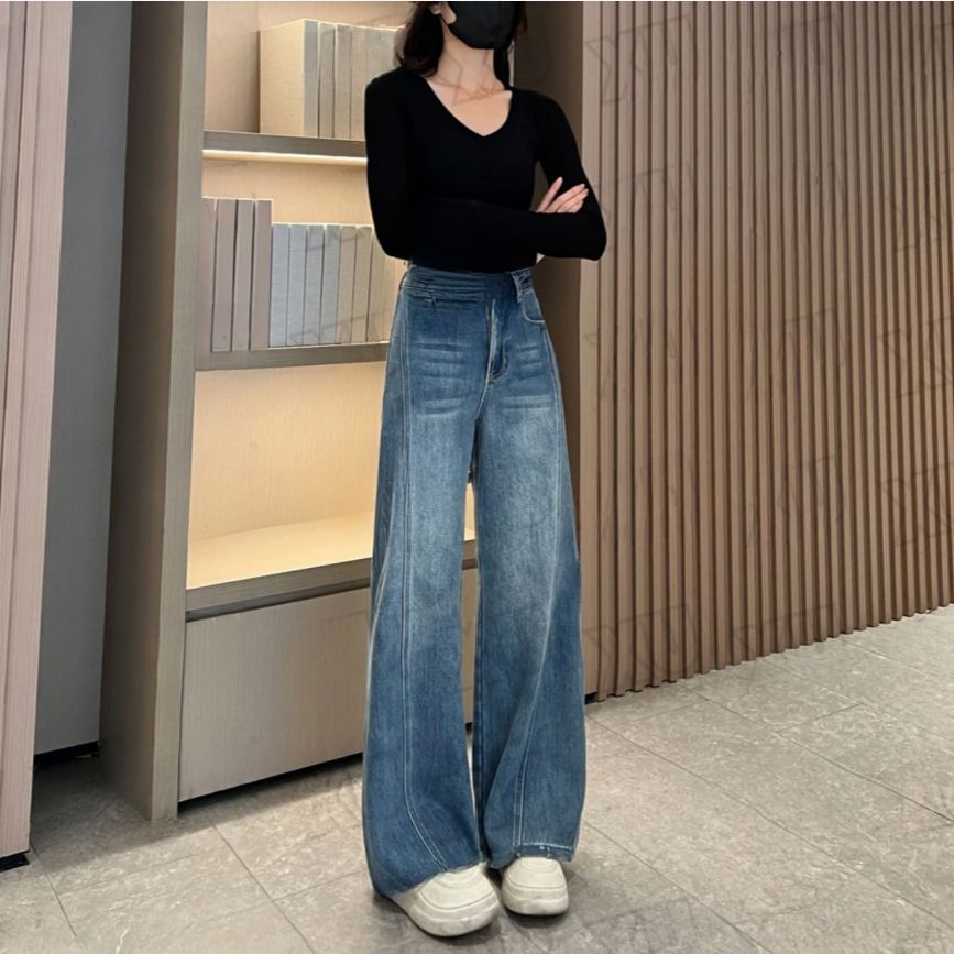Wide-Leg Jeans for Women – High Waist, Flared, Slimming Blue Design