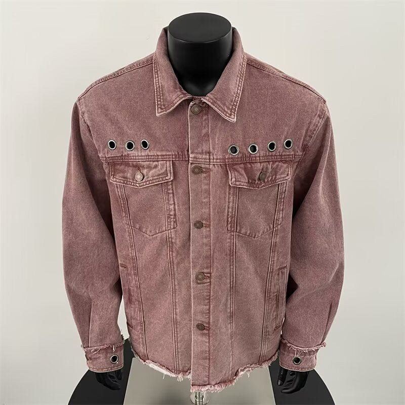 Retro Unisex Pink Denim Jacket for Men and Women