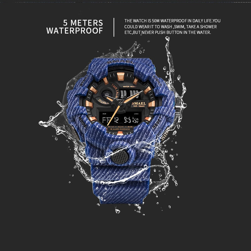 Men's Sport Military Watch - Digital LED 50m Waterproof Up To 50m