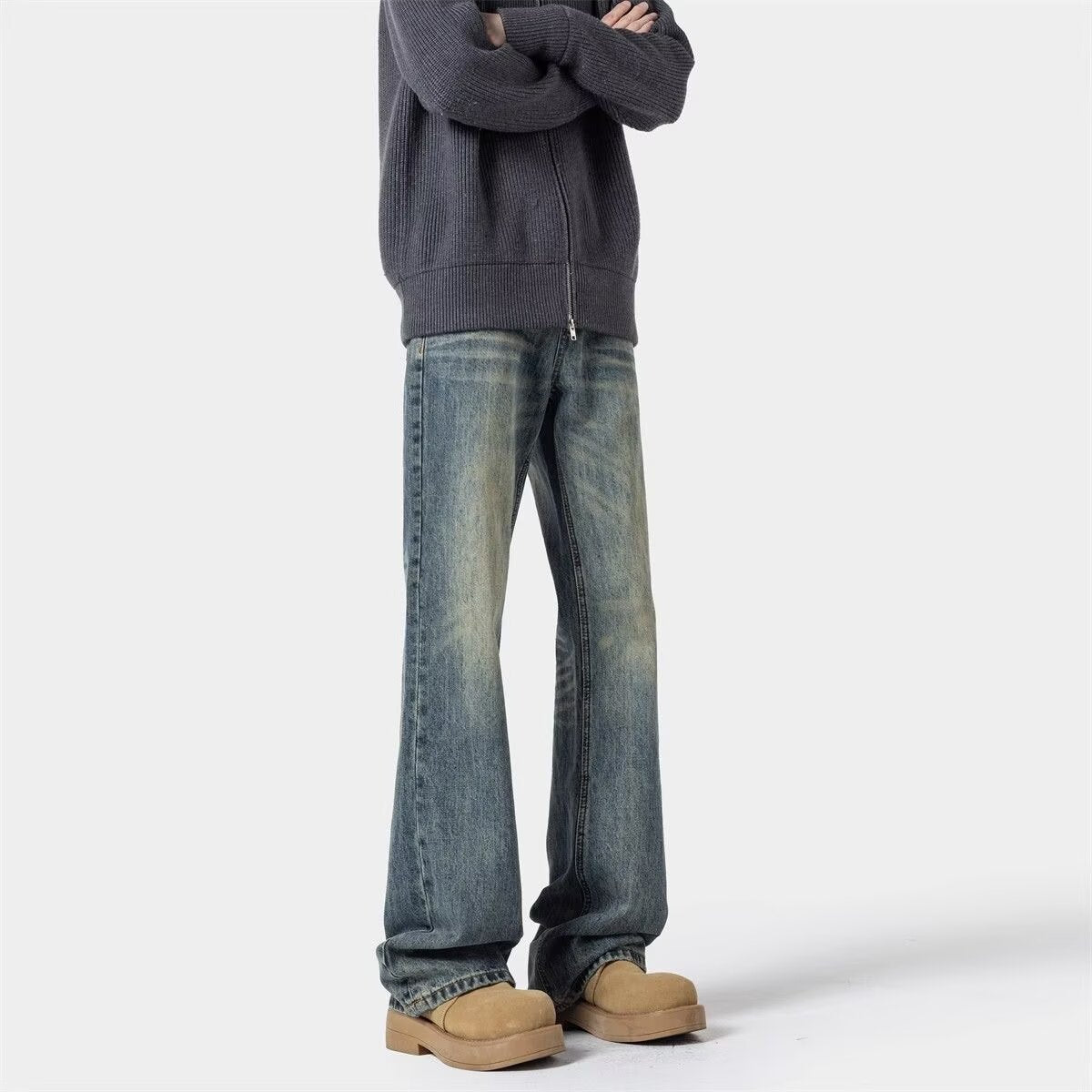 Retro Summer Straight Leg Wide Leg Flared Jeans for Boys