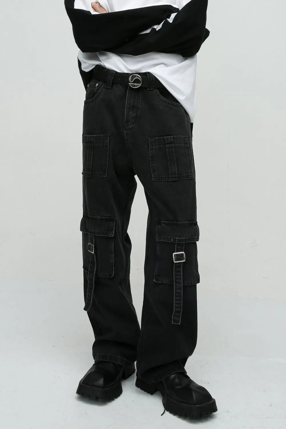 Mid Rise Men's Jeans with Cargo Pockets - Premium Japanese Denim