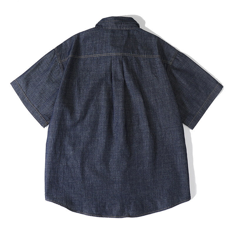 Washed Denim Short Sleeved Workwear Shirt