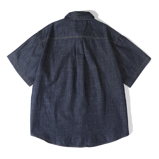 Washed Denim Short Sleeved Workwear Shirt