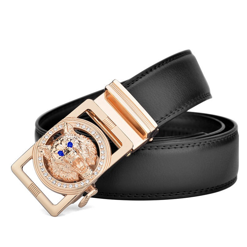 Wolf Head Men's Leather Versatile Casual Belt