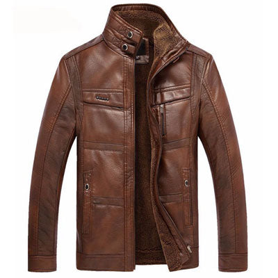 Mountainskin Leather Jacket for Men - High Quality Business Winter Faux Fur Jacket
