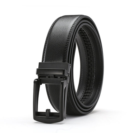 Genuine Leather Belt Men's Automatic Buckle Cowhide Belt Fake Needle Buckle Belt