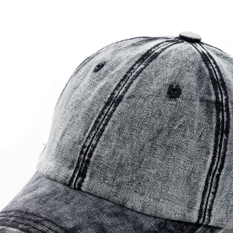 High-Quality Unisex Washed Cotton Baseball Cap - Adjustable Denim Hat for Casual Outdoor Fashion