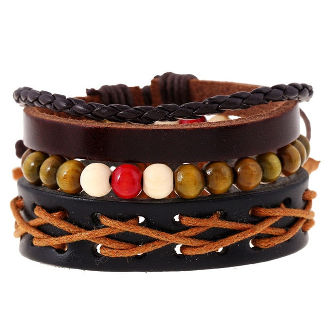 Punk Leather Bracelets - Adjustable