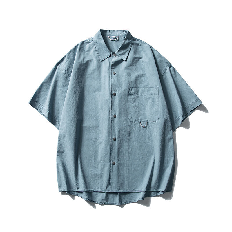 Solid Color Minimalist Short Sleeved Shirt