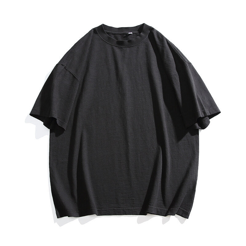 Washed Bamboo Cotton Round Neck Short Sleeved T-Shirts