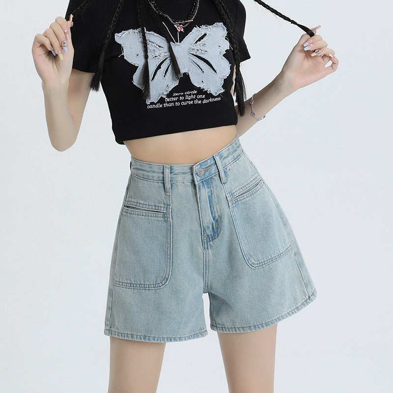 Women's High Waist Loose Wide Leg Denim Shorts