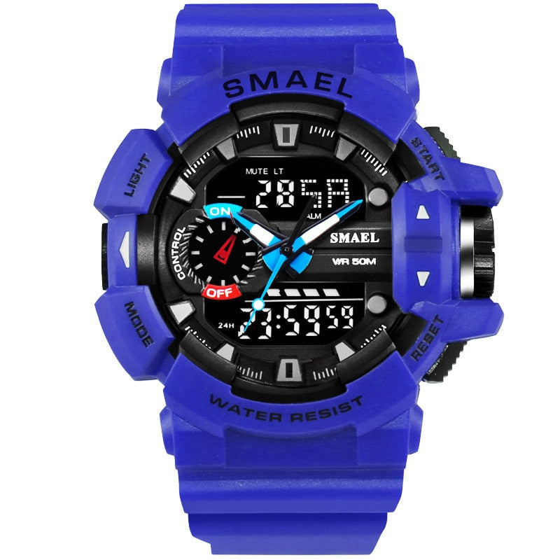 Men's Sports Military Watch - LED Quartz Dual Display, Waterproof Outdoor Sport Watch
