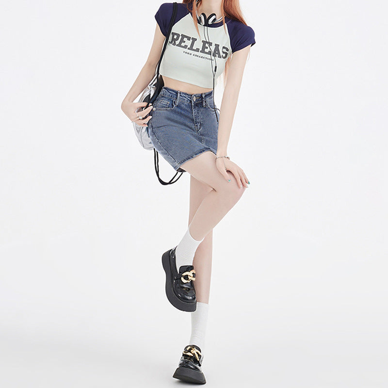 Casual Korean Style Slim Denim Pencil Skirt for Women