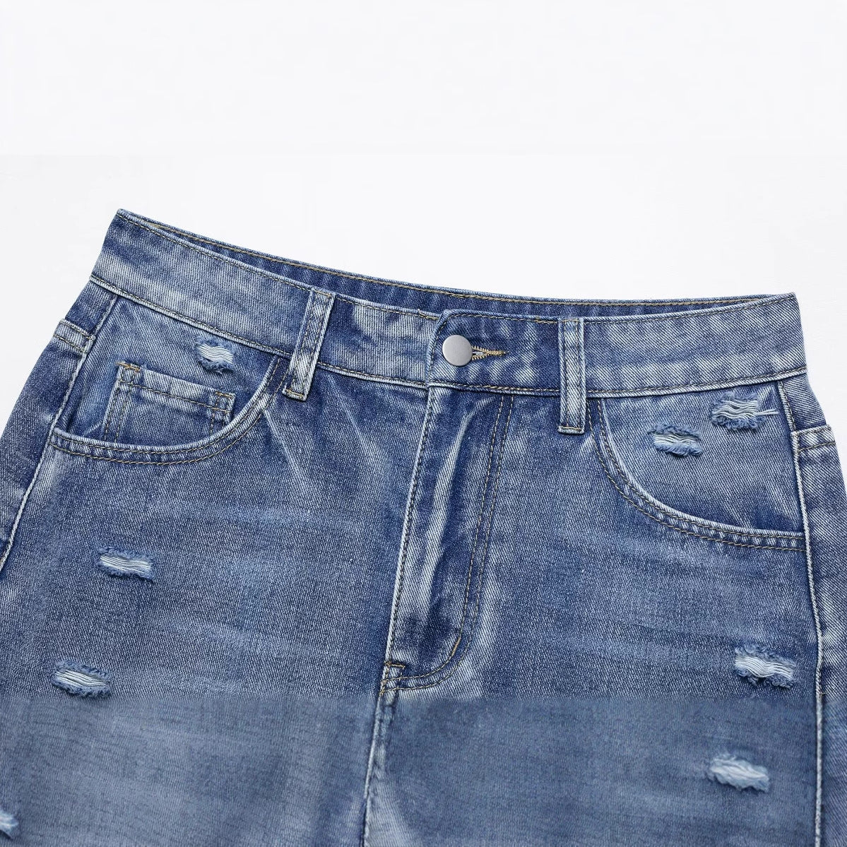 Women's Broken Hole Denim Shorts - Stylish & Comfortable