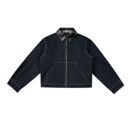 Patchwork Turn-Down Collar Denim Jacket