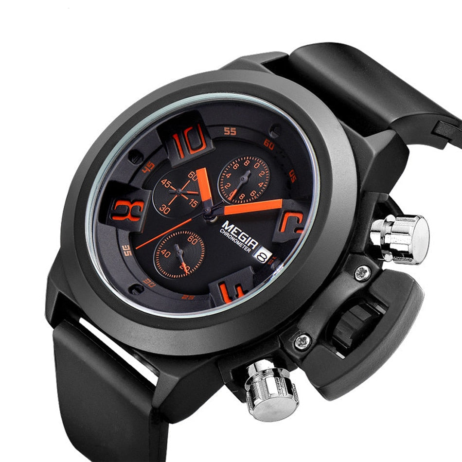 Men's Casual Quartz Watch - 3D Engraved Dial - Waterproof