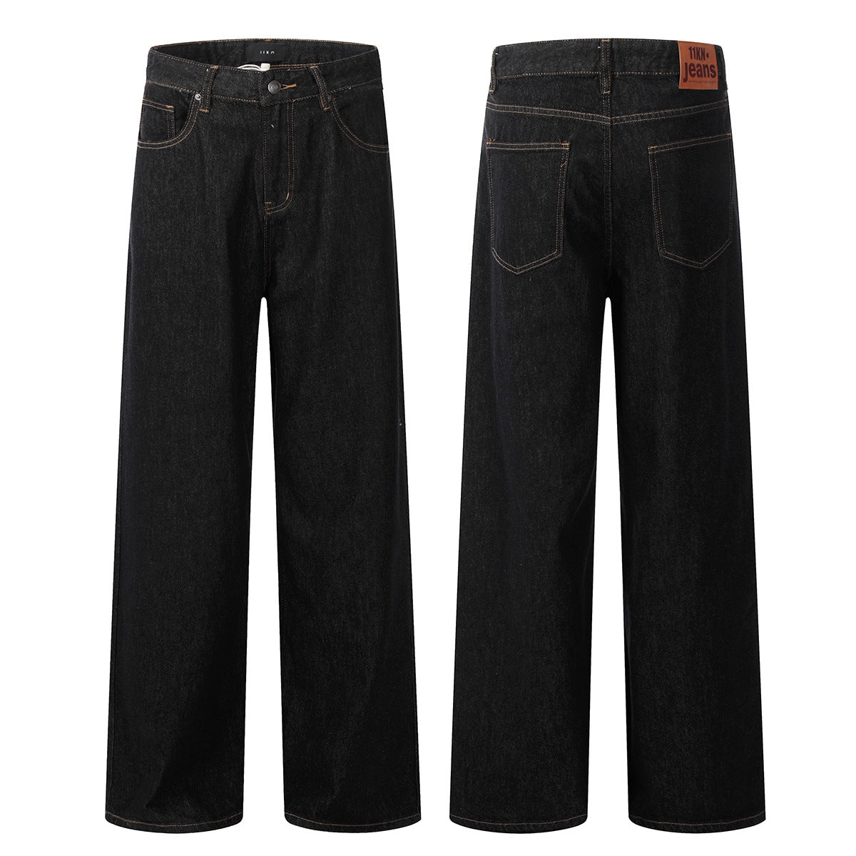Black Soft Denim Vintage Straight Loose Casual Pants