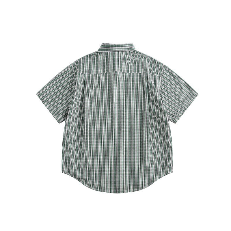 Minimally Embroidered Loose Checkered Shirt for Men