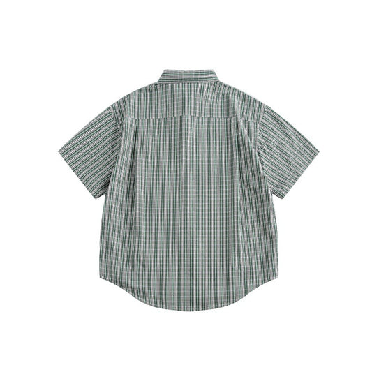 Minimally Embroidered Loose Checkered Shirt for Men