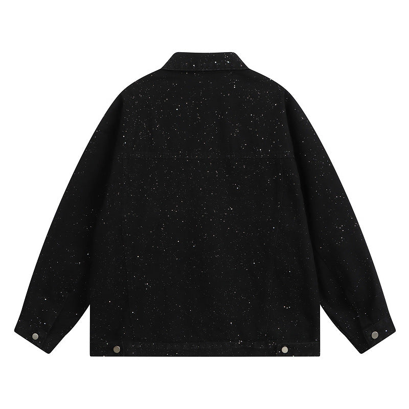 Distressed Sequin Design Denim Jacket