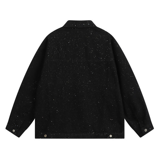 Distressed Sequin Design Denim Jacket