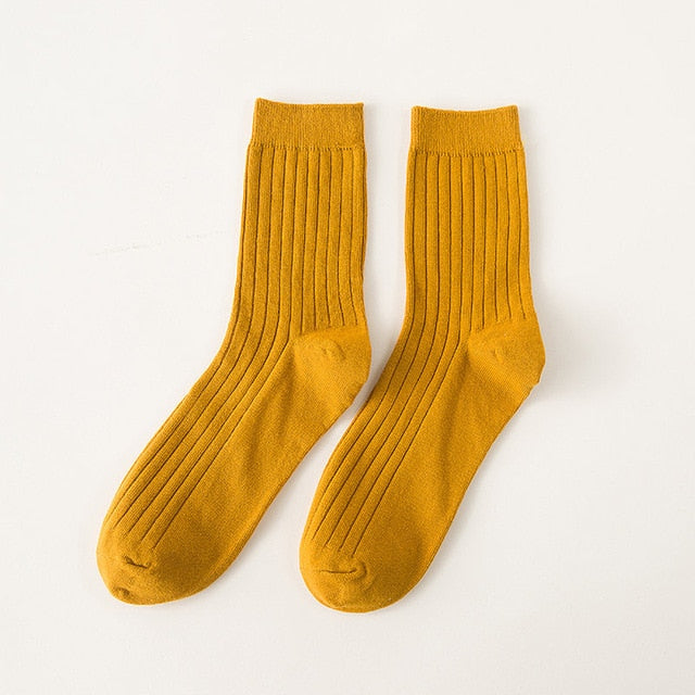 Men's Solid Color Cotton Crew Socks