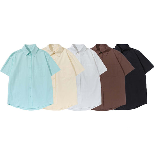 Patch Washed Loose Silhouette Short Sleeved Shirt