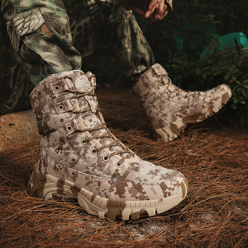 High Top Outdoor Camouflage Boots for Men - Hiking Training Boots
