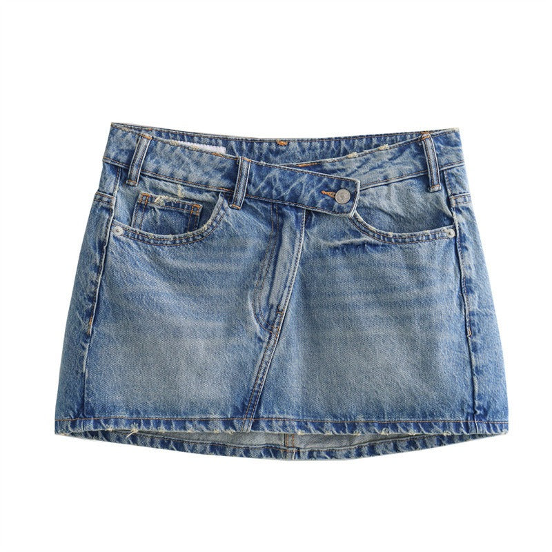 High-Waisted Slim Fit Vintage Denim Skirt