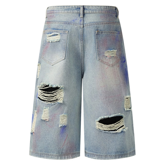 Denim Capri Pants - Streetwear Loose Wide Leg Pants