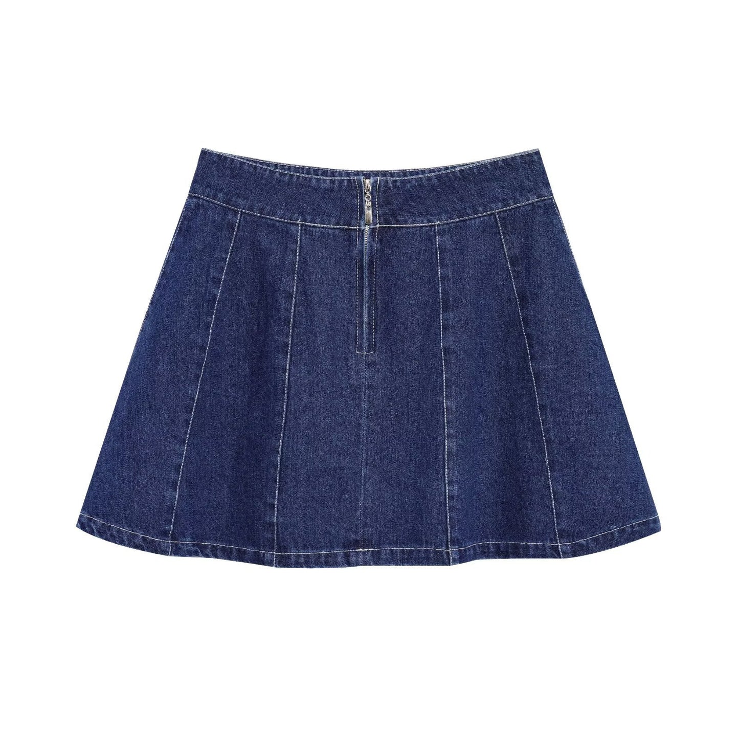Bright Zippered Short Denim Skirt for Women