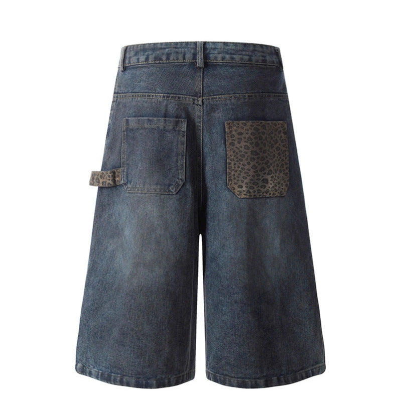 Deconstructing Leopard Print Patch Five Quarter Jeans