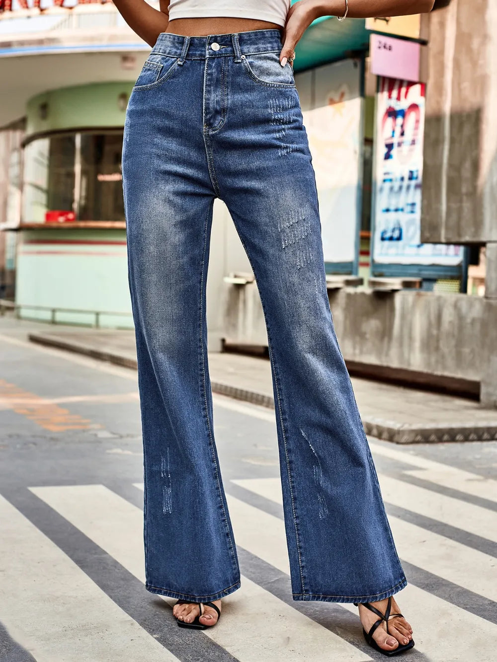 High Rise Bootcut Jeans with Pockets - Premium Japanese Denim