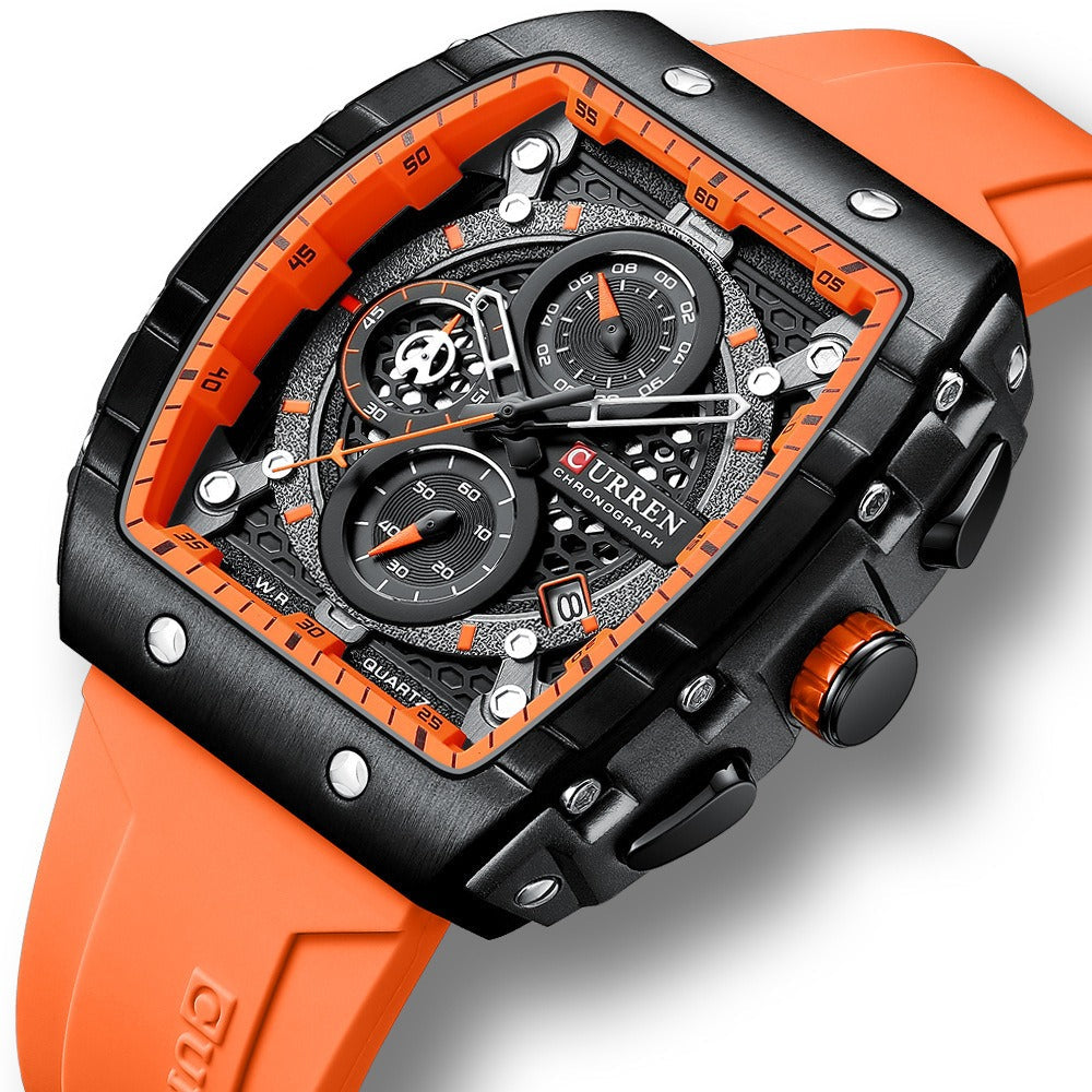 Men's Waterproof Six Needle Quartz Calendar Tape Men's Multifunctional Watch