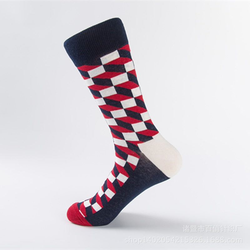 Colorful Geometric Shape Medium High Cotton Socks