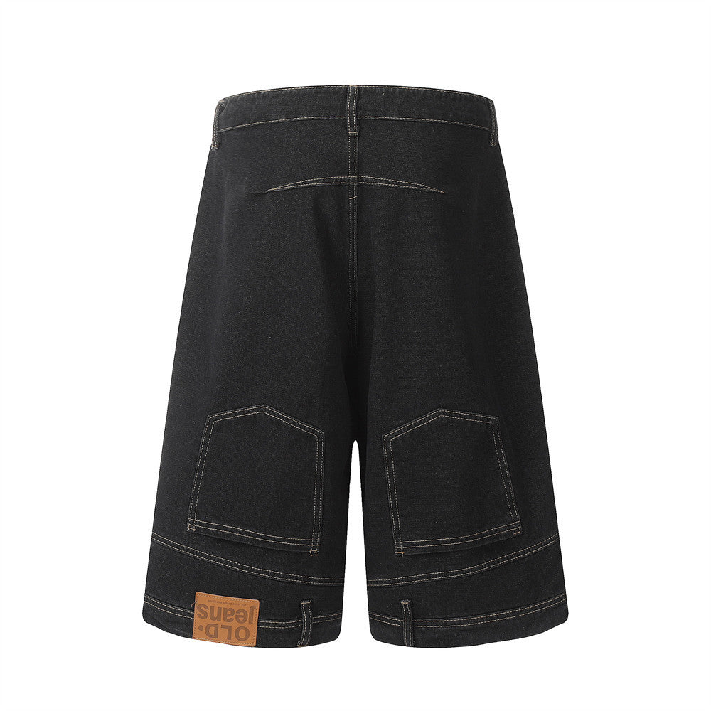 Men's Washed Mid-Length Denim Shorts -  Straight Leg Style