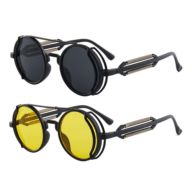 Retro Steampunk Sunglasses - UV400 Protection - Round Metal Frame