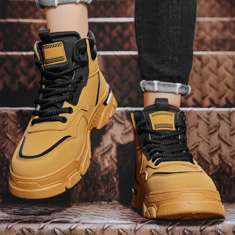 Men's British Style Workwear Boots - Thick Soled High Top