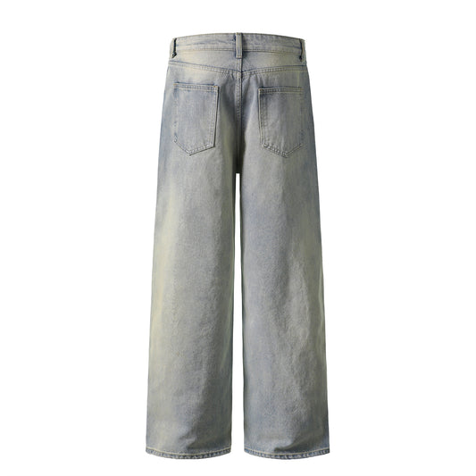 Unisex Vintage Washed Wide-Leg Denim Pants