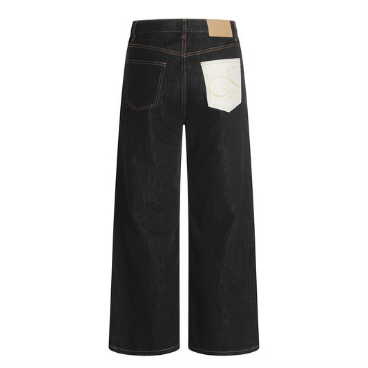 Men's High Street Personality Denim Long Pants - Trendy Casual Trousers with Contrast Pocket Design