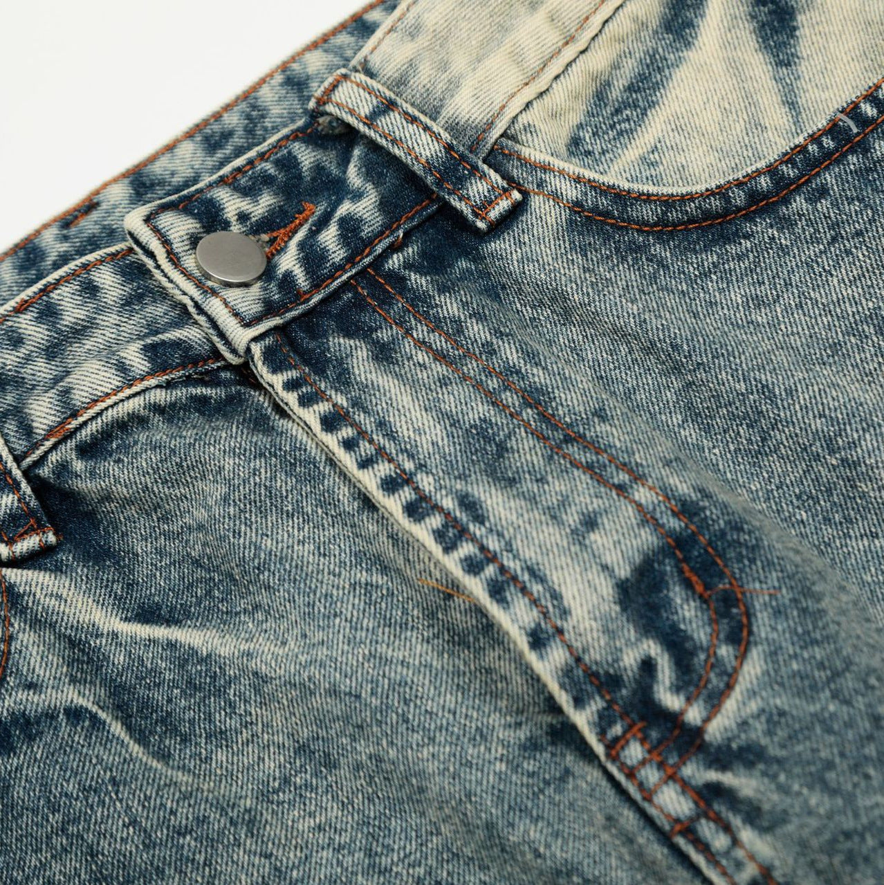 Simple Washed Denim Long Pants - Retro Loose Fit