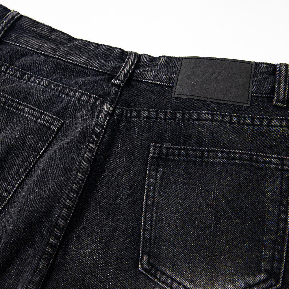 Men's Distressed Wide-Leg Denim Pants