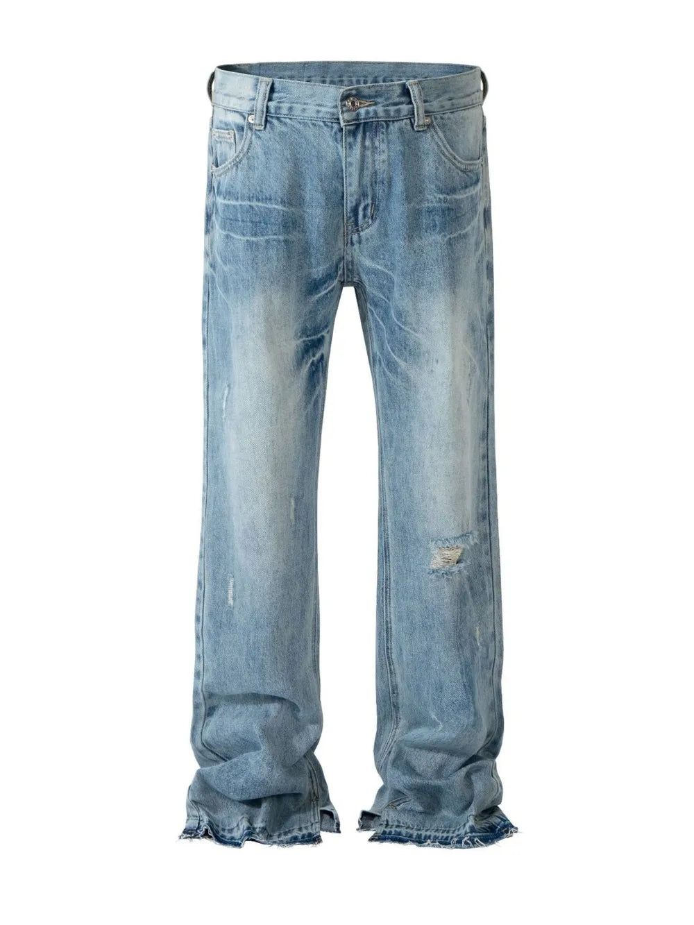 Men's Distressed Raw Hem Jeans - Premium Japanese Denim