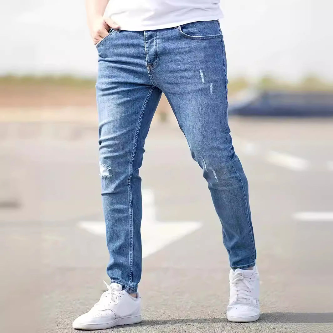 Men's American Style Elastic Skinny Jeans - Tight Fit Denim Pants